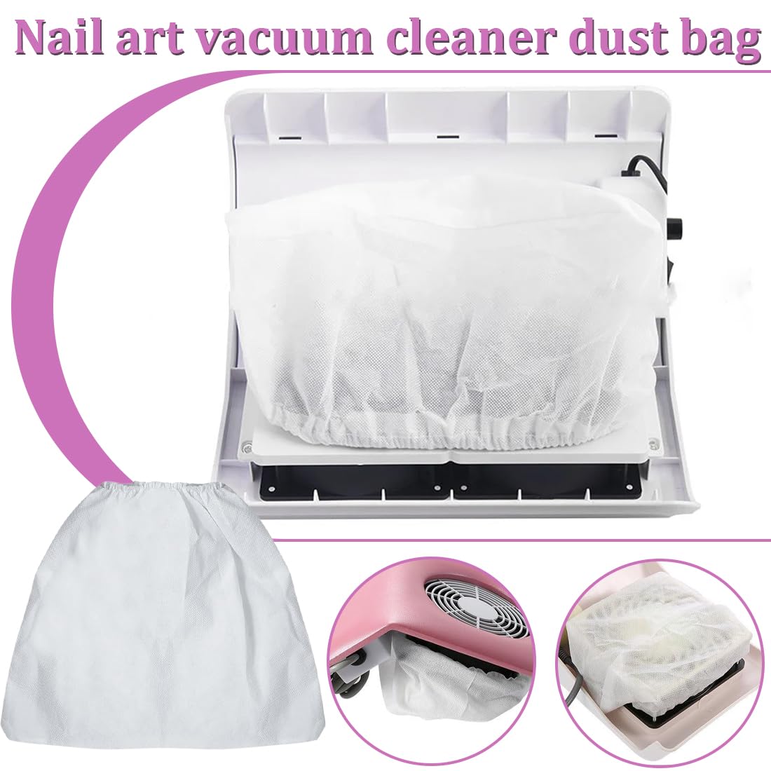 Asciuga unghie Accessori,Aspirapolvere per nail art da 4 pezzi, piccolo sacchetto per la raccolta della polvere, spesso sacchetto in tessuto non tessuto