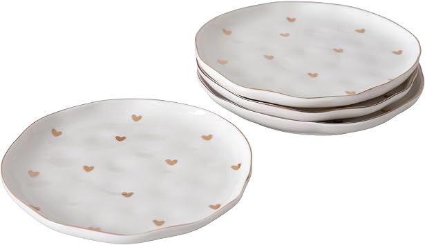 Heart To Heart Set of 4 Dessert Plates, 7" x 7" x 0.5"