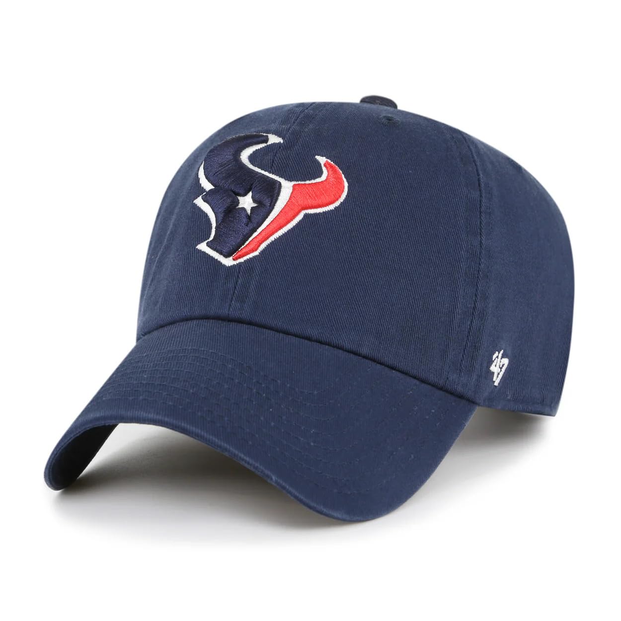 47 NFL Unisex Adult Clean Up Primary Logo Adjustable Hat Cap One Size, Houston Texans - Navy, One size