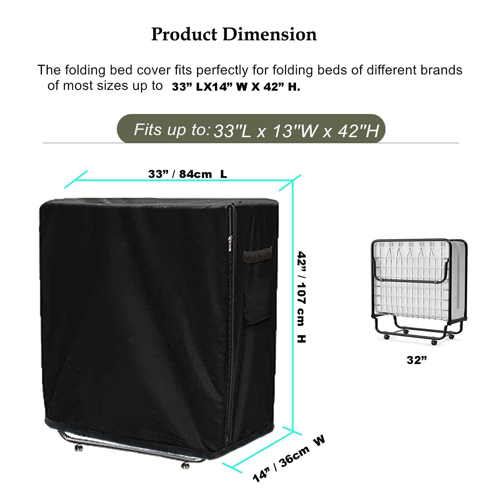 GOTOTOP Couverture De Rangement De Lit Pliant Housse De Lit Pliante
