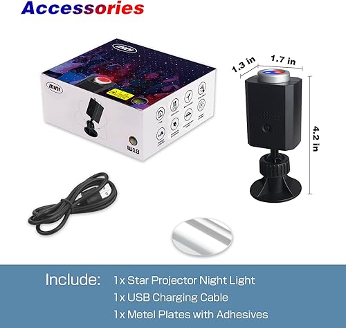 Miniatura 8 de Proyector de luz nocturna USB estrella, 9 modos funcionales y 24 efectos de iluminación, estroboscópica activada por sonido, decoraciones románticas
