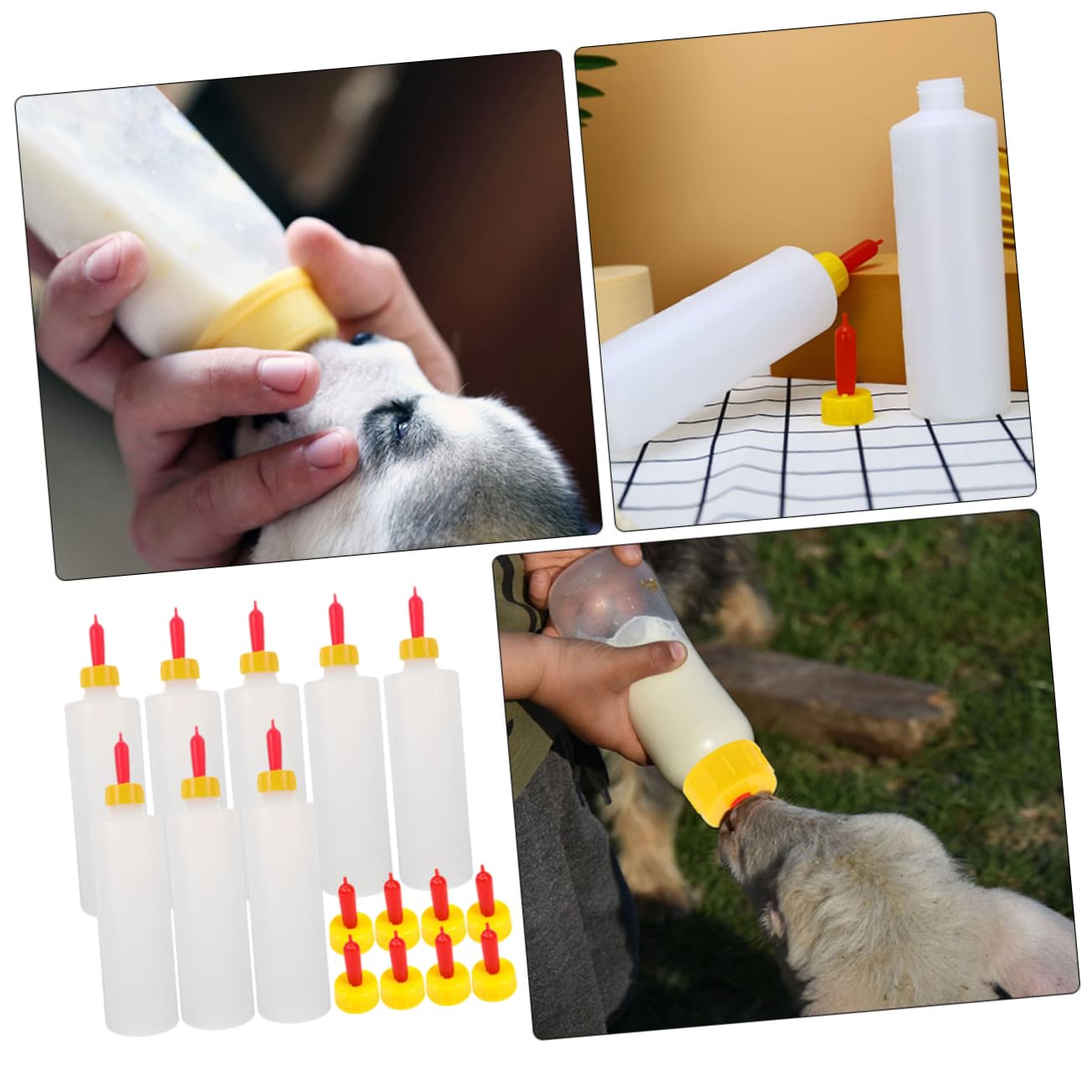 1Set Lamb Feeding Bottles Durable Calf Nursing Bottles with Removable Pacifiers for Newborn Livestock Reusable Animal Feeding Kit for Sheep Piglets and Calves