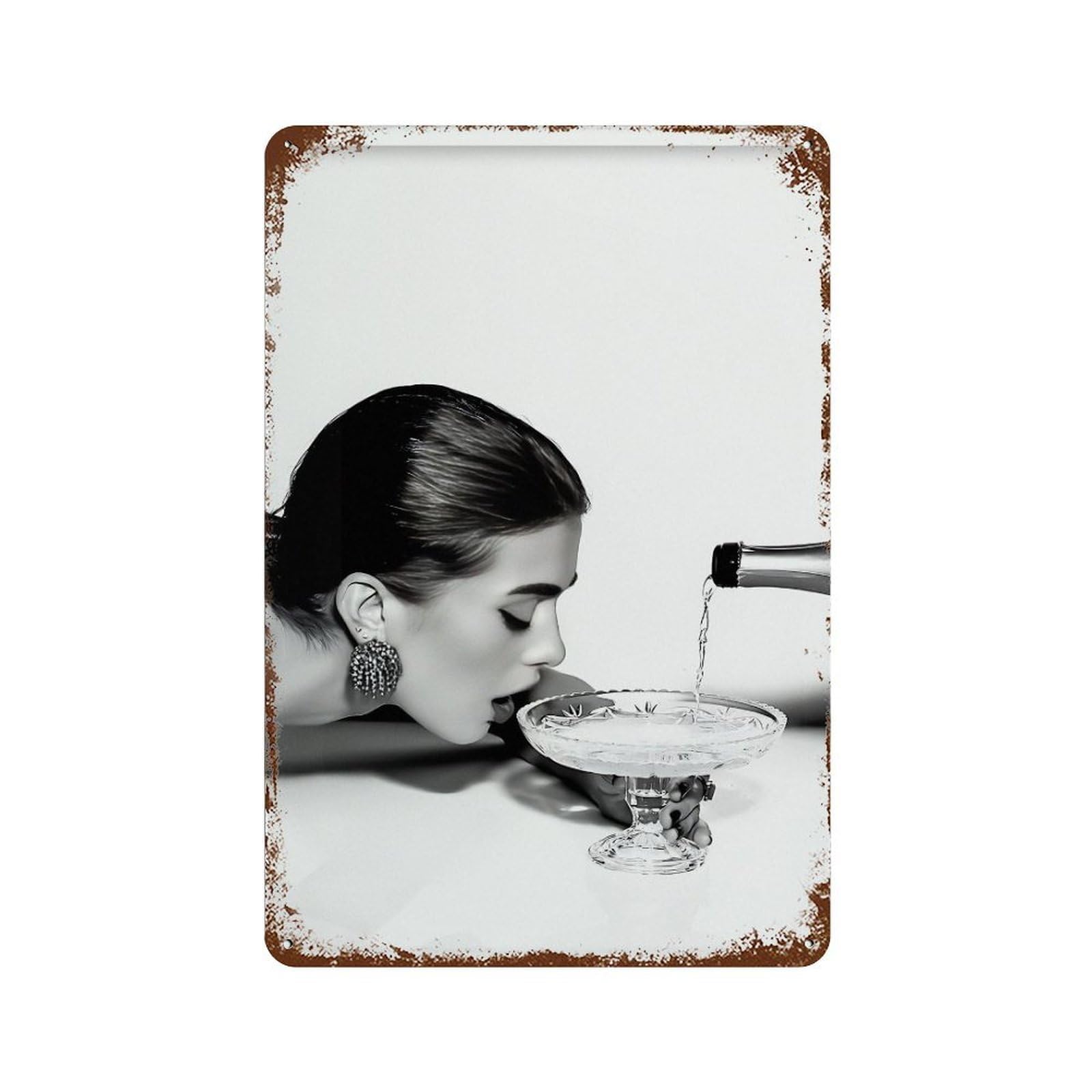 xiaoxiaoshen Woman Drinking Wine Print1 Wall Decor Art Metal Tin Poster Modern Home Decor Art Home Bar Shop Decorations Vintage Sign 30x20cm