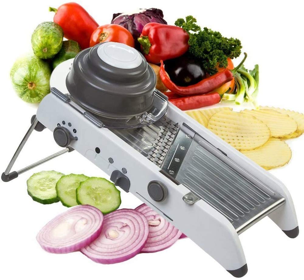 Mandoline Slicer Cuchilla Juliana Profesional De Acero Inoxidable Ajustable 18 Funciones Diferentes Para Cortar Verduras Picar Cebolla Patata Alimentos Ajustables Manualmente Electrodomésticos De Coci