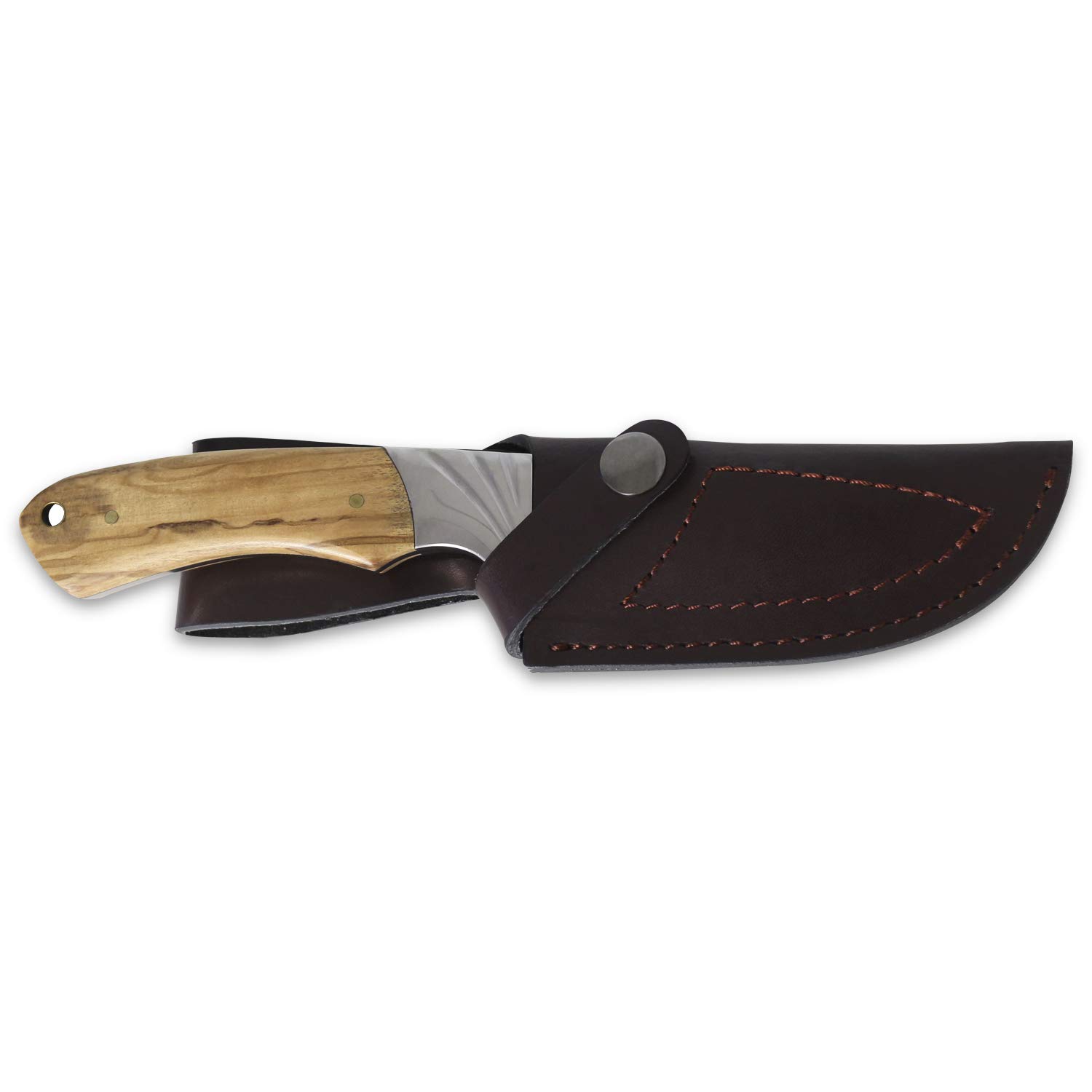 iFIELD EL29010 Coltello multifunzionale per escursioni, caccia e sopravvivenza all'aperto, acciaio inossidabile 3Cr13 con manico in oliva, fodero multiposizione