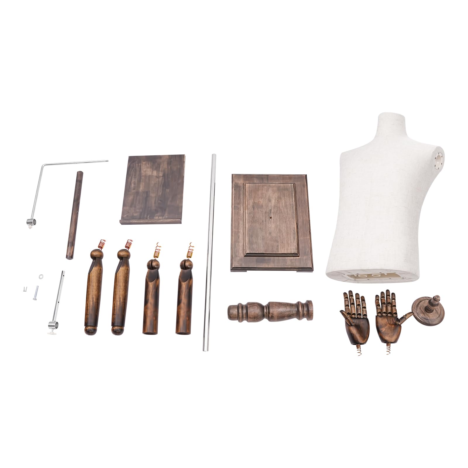 Maniquí masculino de altura ajustable, maniquí de costura, busto para hombres, con soporte para pantalones y soporte para zapatos para exhibir y coser (blanco)