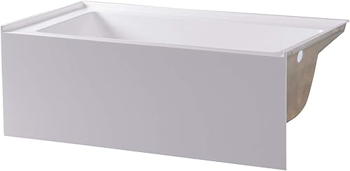 Miniatura 58 de Fine Fixtures Acrílico, bañera de fibra de vidrio con delantal integral frontal en blanco brillante, drenaje a mano derecha, 48 x 32 pulgadas