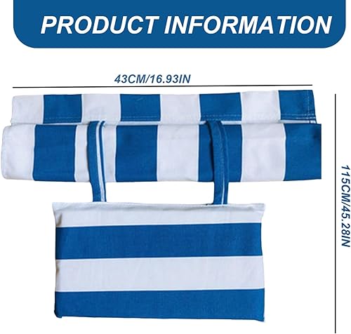 Miniatura 3 de Silla de repuesto de tela de repuesto de 45 x 17 pulgadas, tela a rayas con almohada, lona resistente de larga duración para playa, terraza, patio,