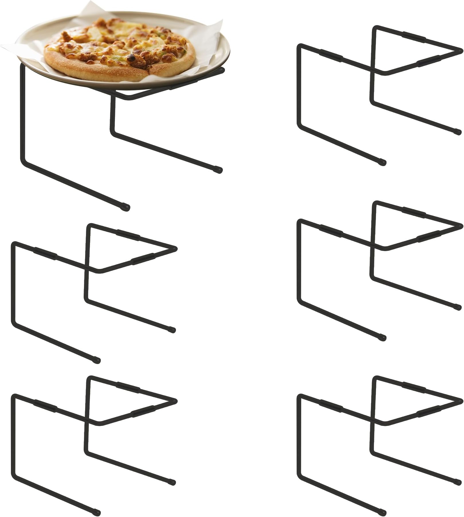 ZENFUN 10 Pack Metal Tabletop Pizza Pan Risers, Black Food