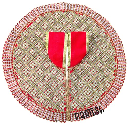 Image of Partish Laddu Gopal Heavy Poshak with Pagdi (Size 4) l Ladoo Gopal Dress l Bal Gopal l Kanha Ji Thakur Ji Dress(Red,L)