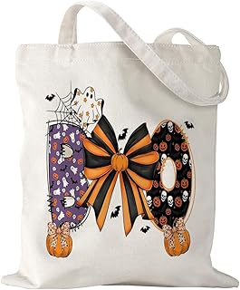 شنطة يد كبيرة توت قماشية للهالوين للنساء والاصدقاء من زد اكس ايه زاكسا، شنط قماشية للبقالة والتسوق والسفر وصالة الالعاب الرياضية وعطلة نهاية الاسبوع هدية مثالية للهالوين للنساء والاطفال والام والمعلمة