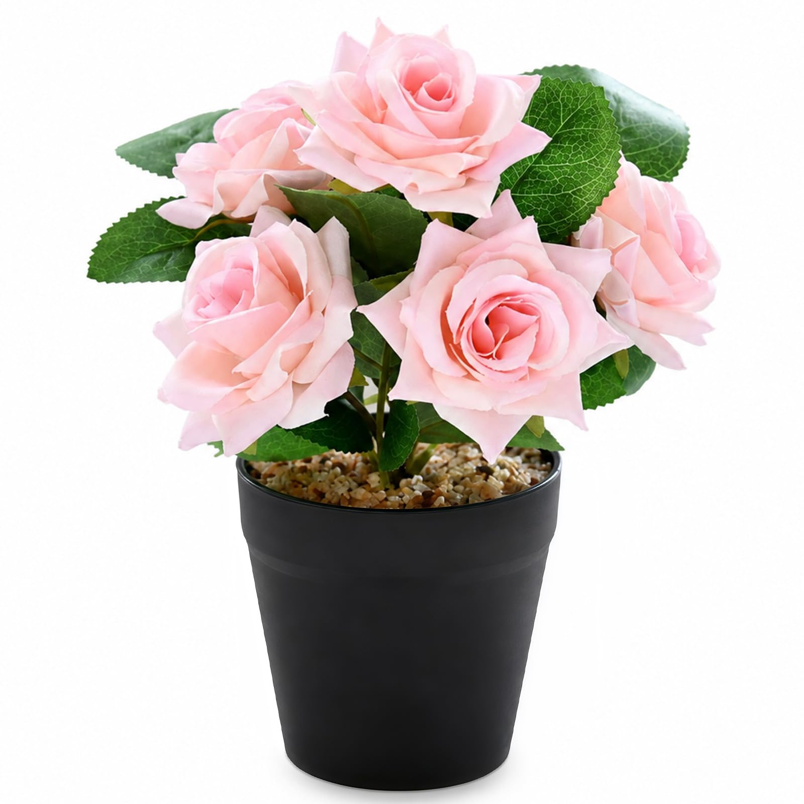 CHUNGG Artificial Flowers Fake Roses Plants for Indoor, Artificial Roses Fake Flowers with Pot, for Home Office Wedding Coffee Shop Table Decoration, Bedroom Living Room Home Accessories