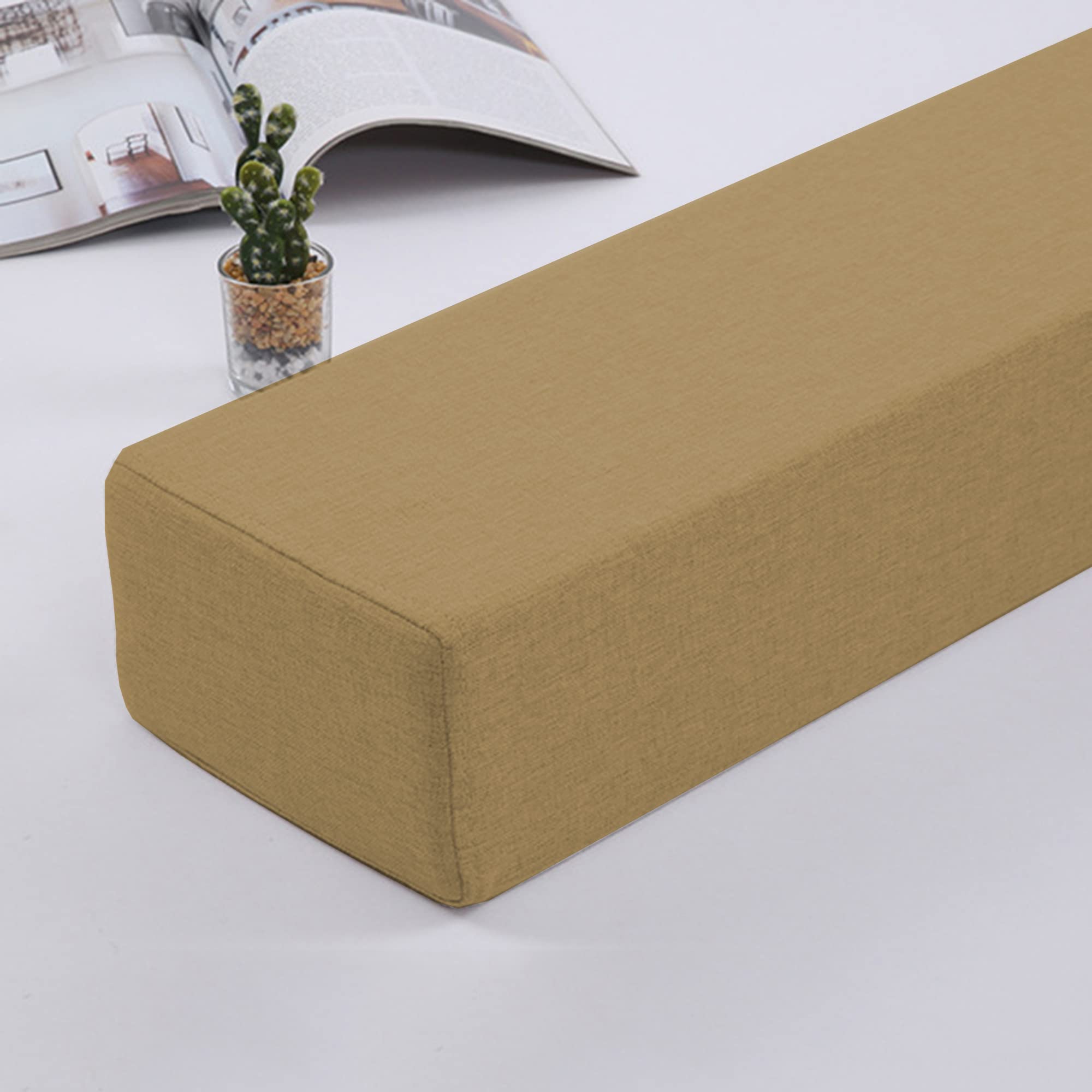 Rectangle Bolster Long Armrest Cushion, Mattress Connector Close The Gap, Custom Size Headboard Pillow Armrest Pillow for Double Beds/Wall Side Between Seam,120 * 8 * 8cm,Coffee — image 1