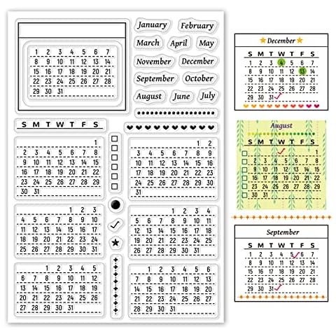 ORIGACH 2025 Planner Calendar Clear Stamps Mixed Week Month January December Silicone Transparent Stamps for Card Making Decoration and DIY Scrapbooking Cover