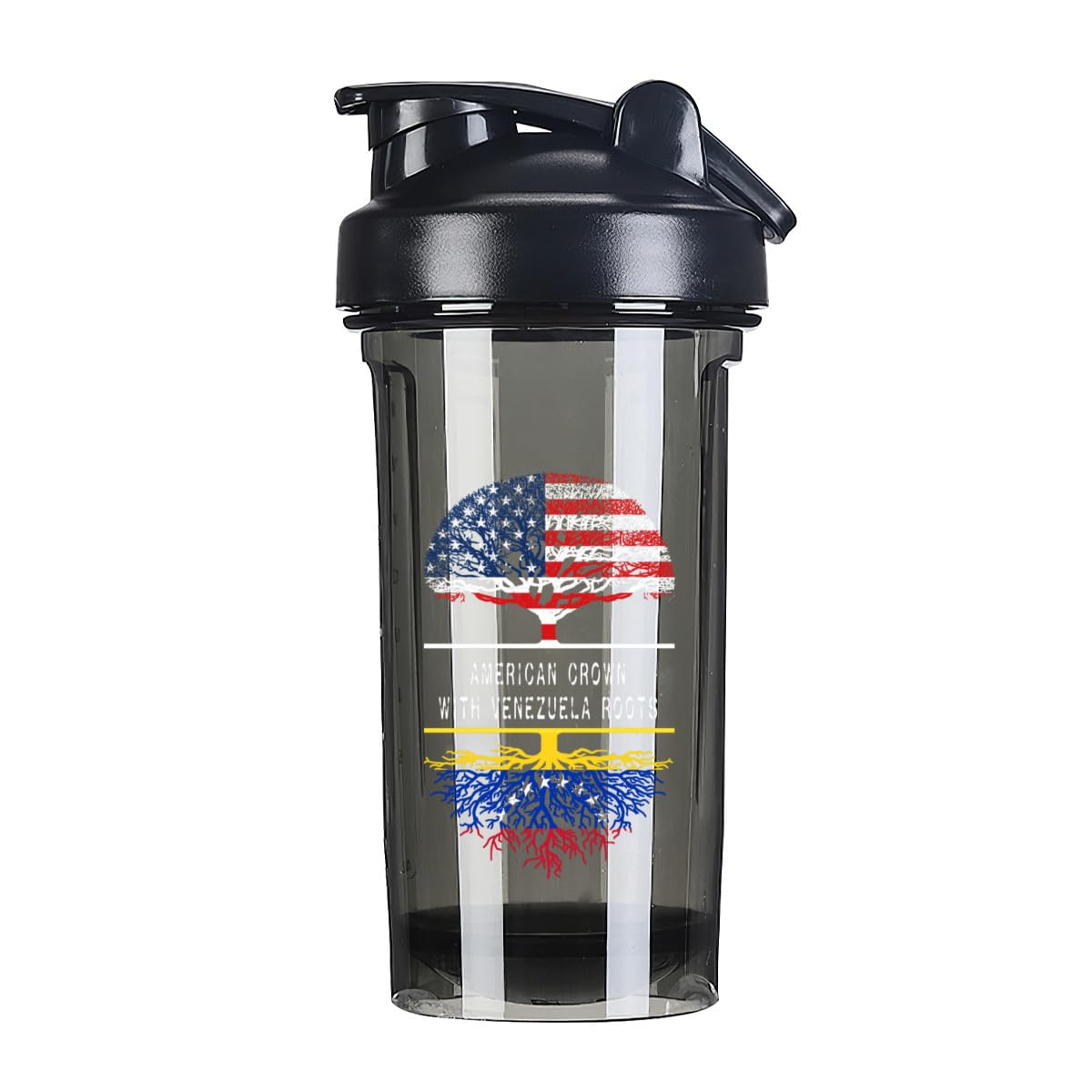America Crown With Venezuelans Roots 18 Ounce Shaker Cup,Fashion Theme Pattern Shaker Bottle Leak-proof Workout Shake Bottles 500ML/18 oz Perfect for Pre Workout