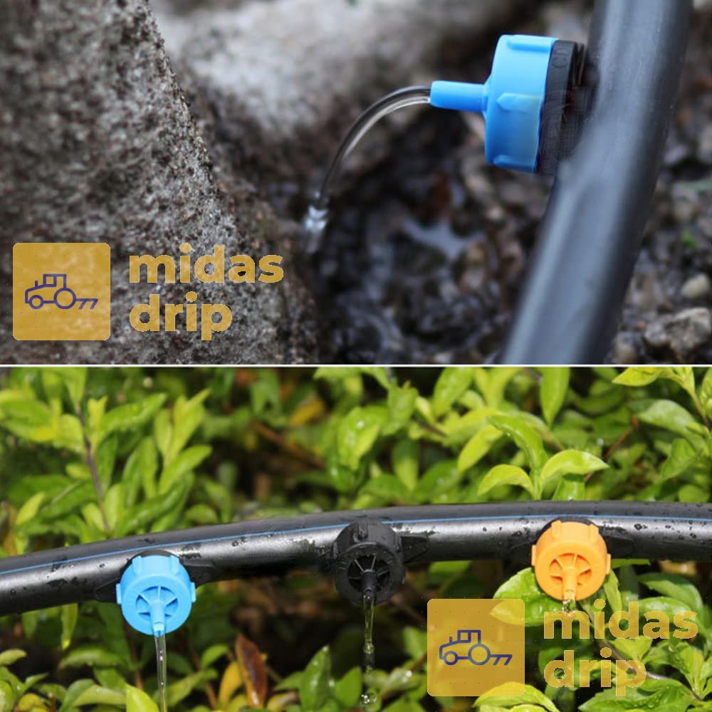 Midas Drip Pressure Compensating Drippers 2 GPH, 50 Pack Irrigation Drip Emitters PC Line