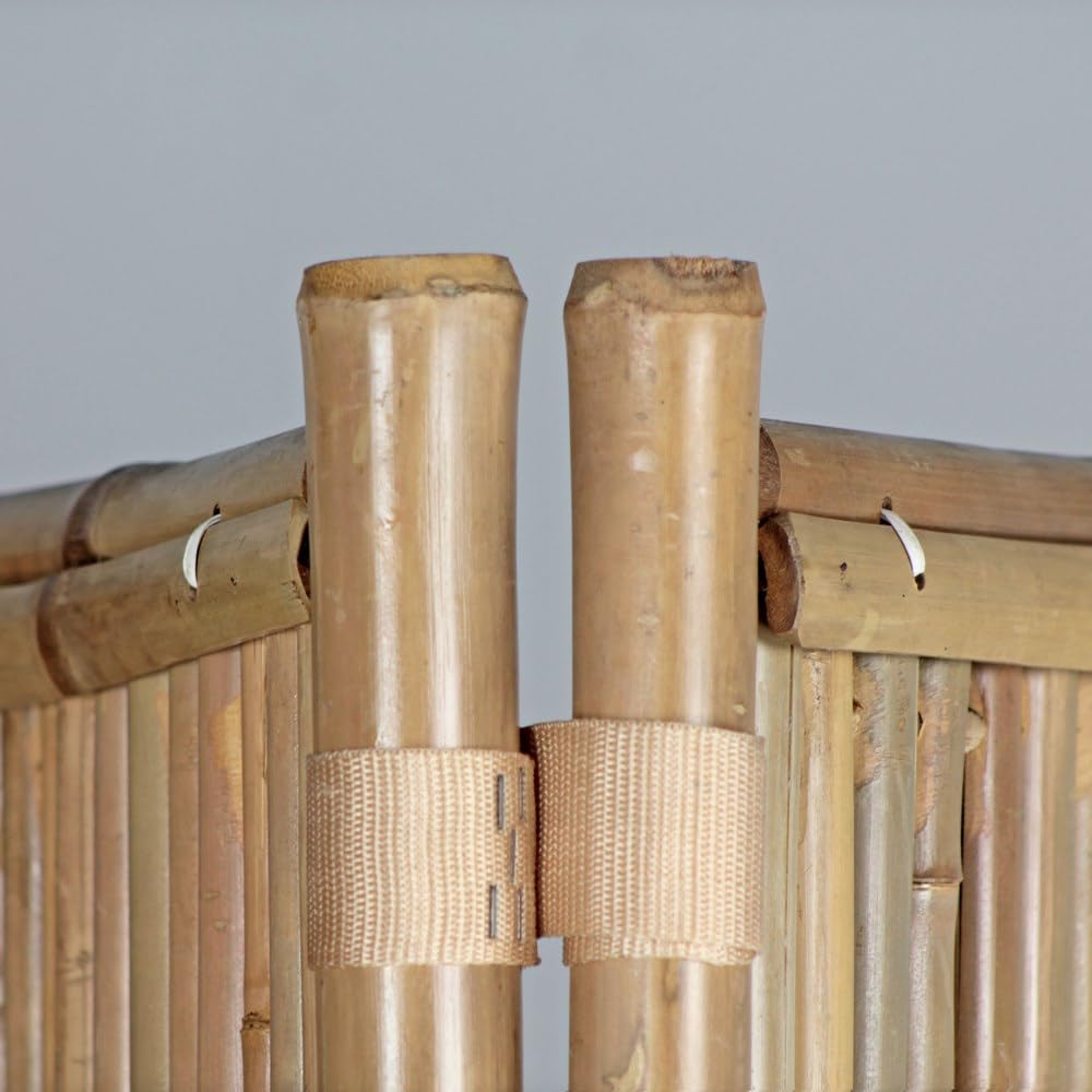 Brigros - Paravento da Esterno in Bamboo Naturale, Separè Frangivista Pieghevole per Giardino Terrazzo e Balcone, Schermo Privacy Decorativo, 3 Pannelli 120x180 cm