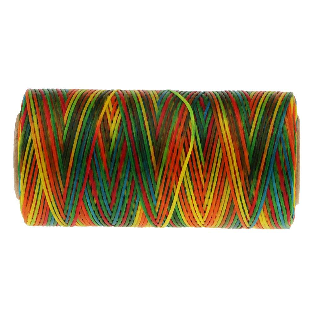 Juego de 5 hilos encerados planos 150D de 1 mm de color arcoíris para costura de cuero