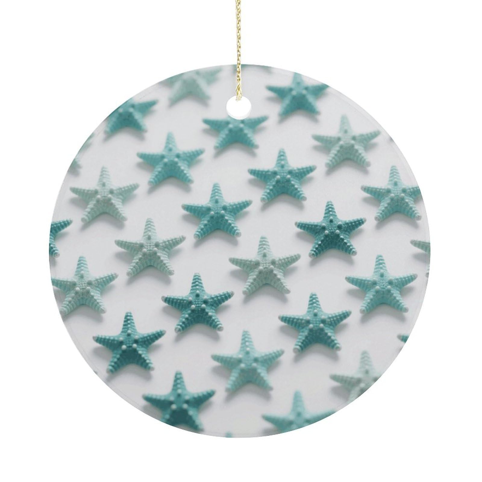 Personalized Christmas Ornaments 2025 Ceramic Hanging Starfish Ornaments with Gold String Double-Sided Vintage Holiday Decorations for Tree Mantel Tabletop Xmas Party Favors