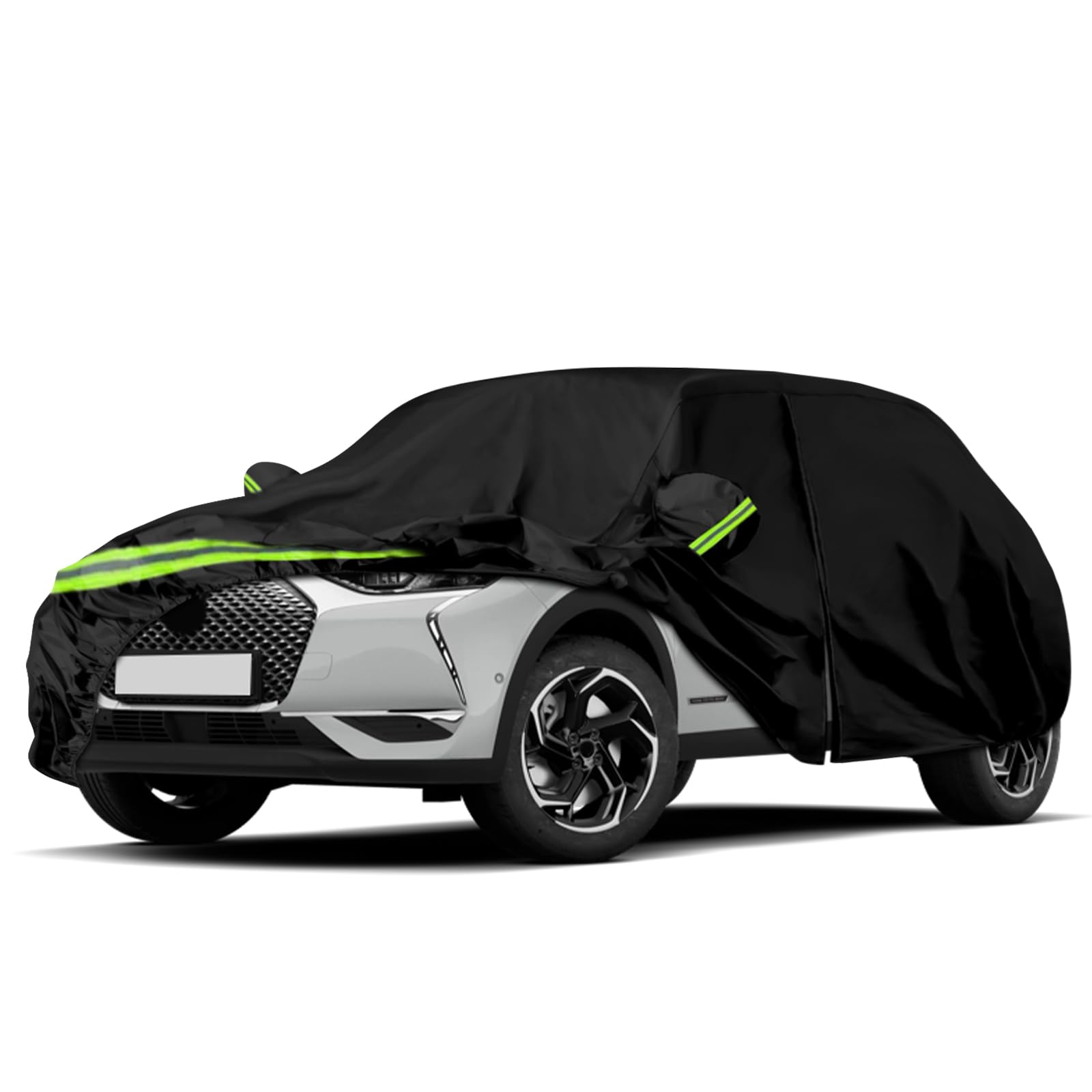 Autoabdeckung Passend für Citroen DS3/DS 3 Crossback 2009-2025, wasserdichte Vollgarage Autoplane mit Reißverschlusstür für Schnee, Regen, Allwetterschutz