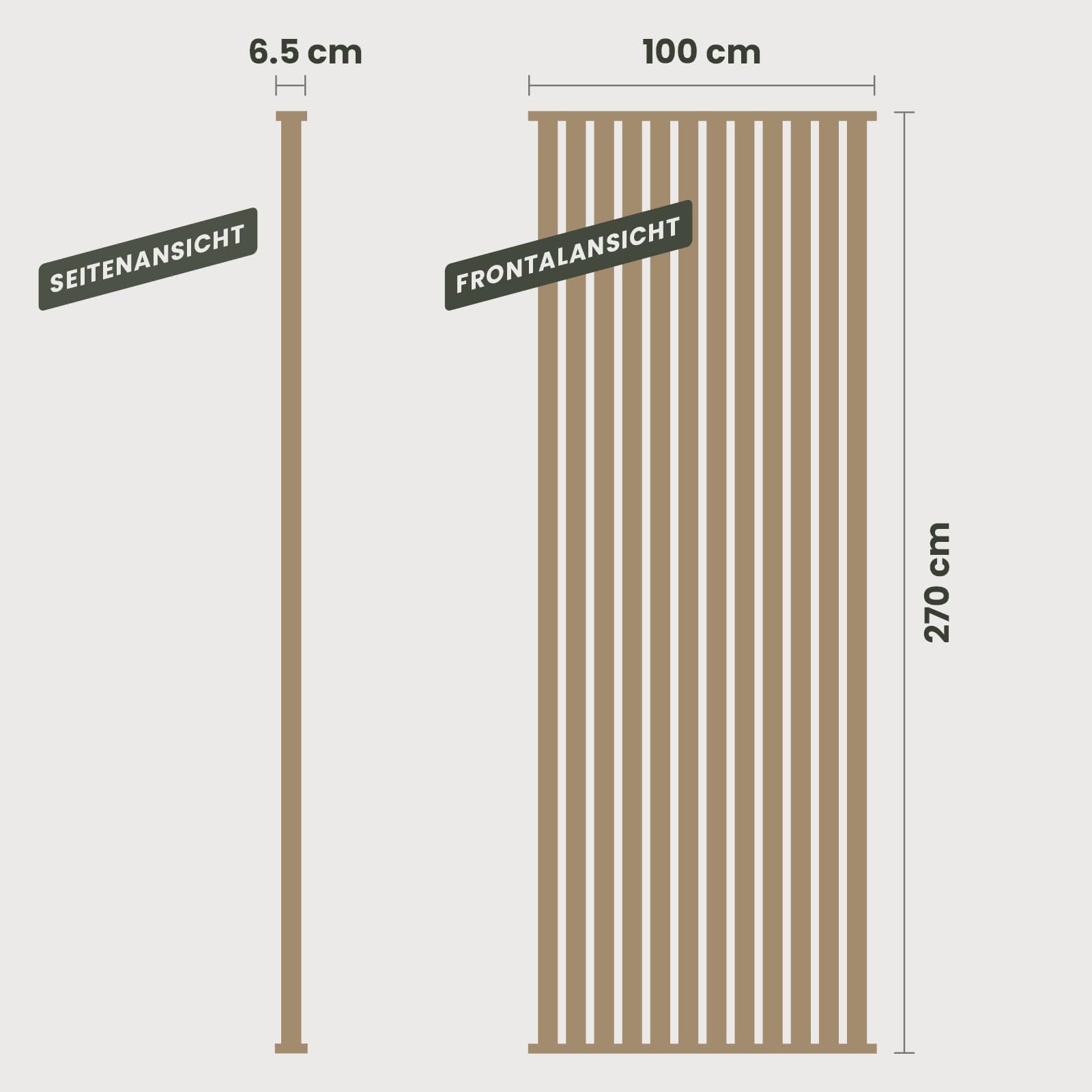 KGM Komplett-Set Raumteiler 45° - Eiche Natur - MDF foliert - 100 x 270 cm
