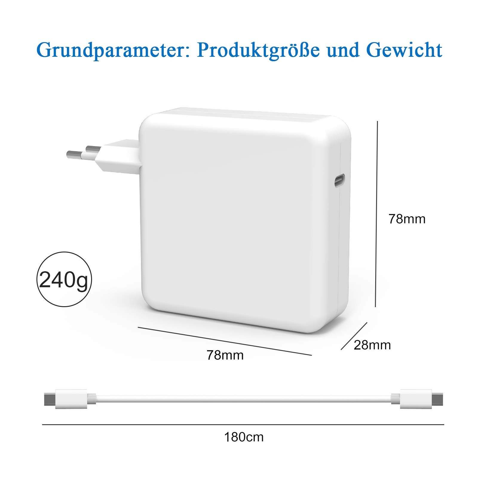 96W USB C Ladegerät Mit 2m Kabel - Für MacBook Pro/Air & IPad Pro M1-M4