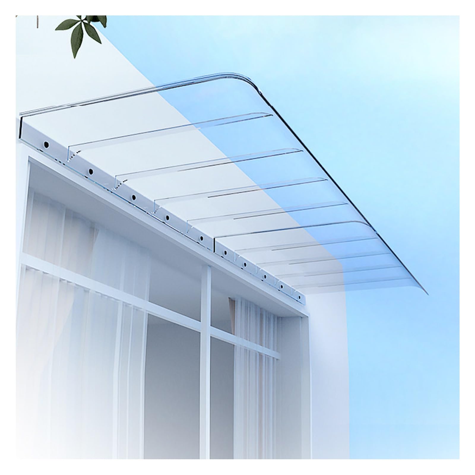 Zhengqian One Color Polycarbonate Window Awning,Upgraded And Reinforced Polycarbonate Front Door Awning,All-Weather Uv/Rain/Snow Protection,For Garages,Balconies,Restaurants(W55*L230cm/W 21.6*L90.5in)
