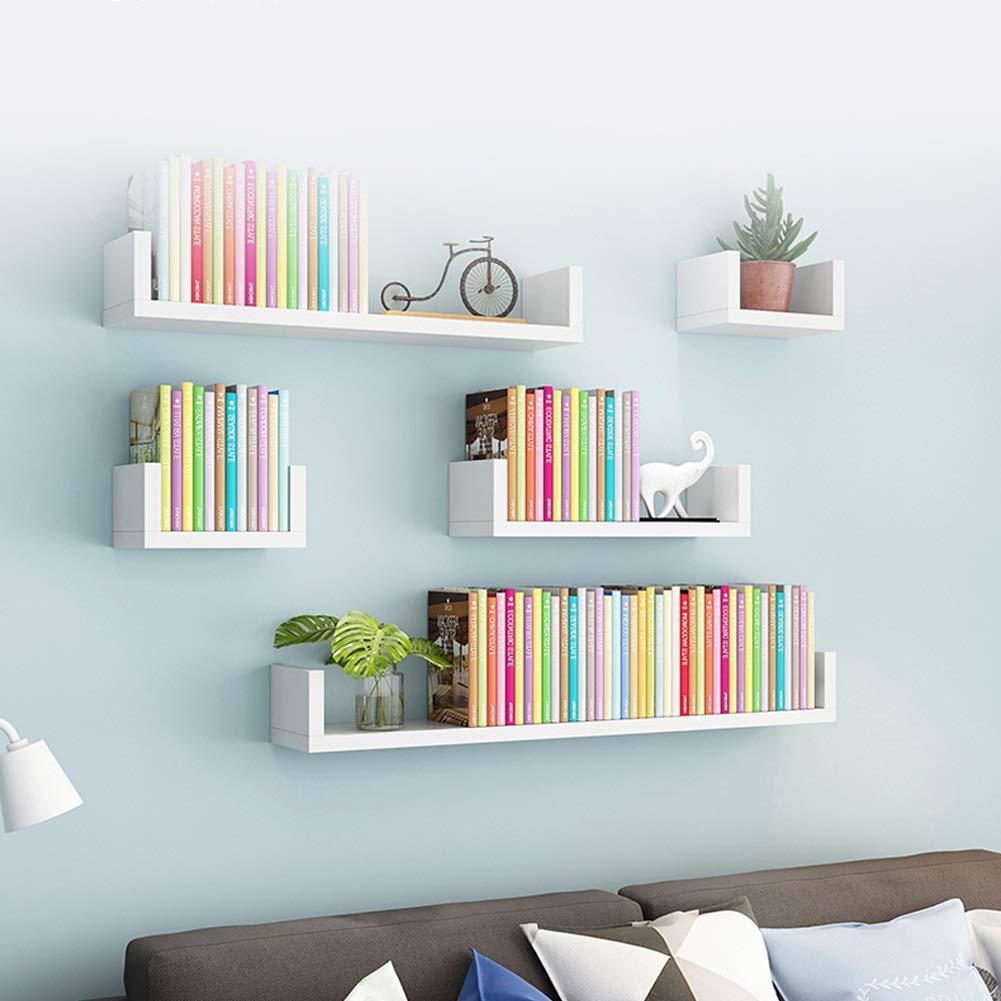 3 étagères Murales Flottantes En Bois Blanc – Déco Moderne Pour Salon, Chambre, Bureau Ou Cuisine - 5