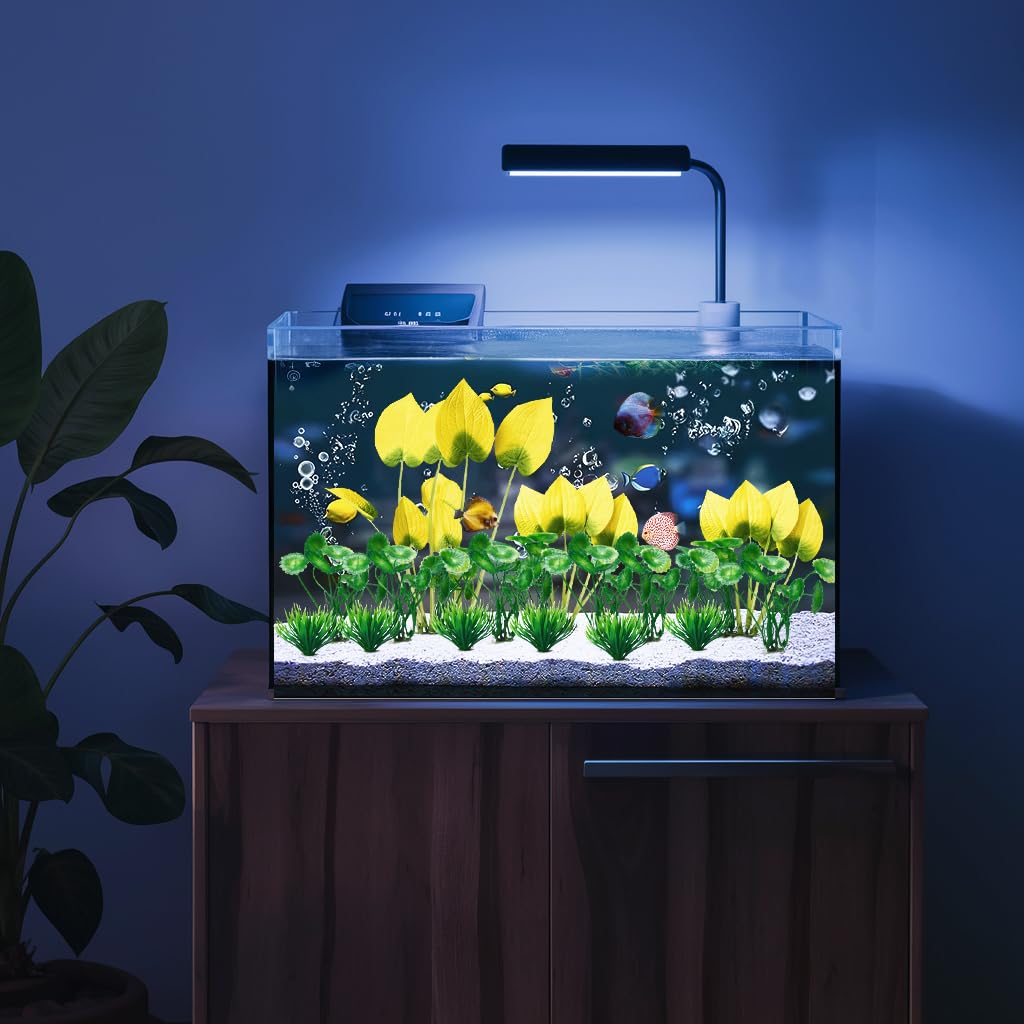 BEGONDIS 15-Piece Lifelike Plastic Aquarium Plants Set, Vibrant Underwater Garden (Yellow), Normal - Image 3