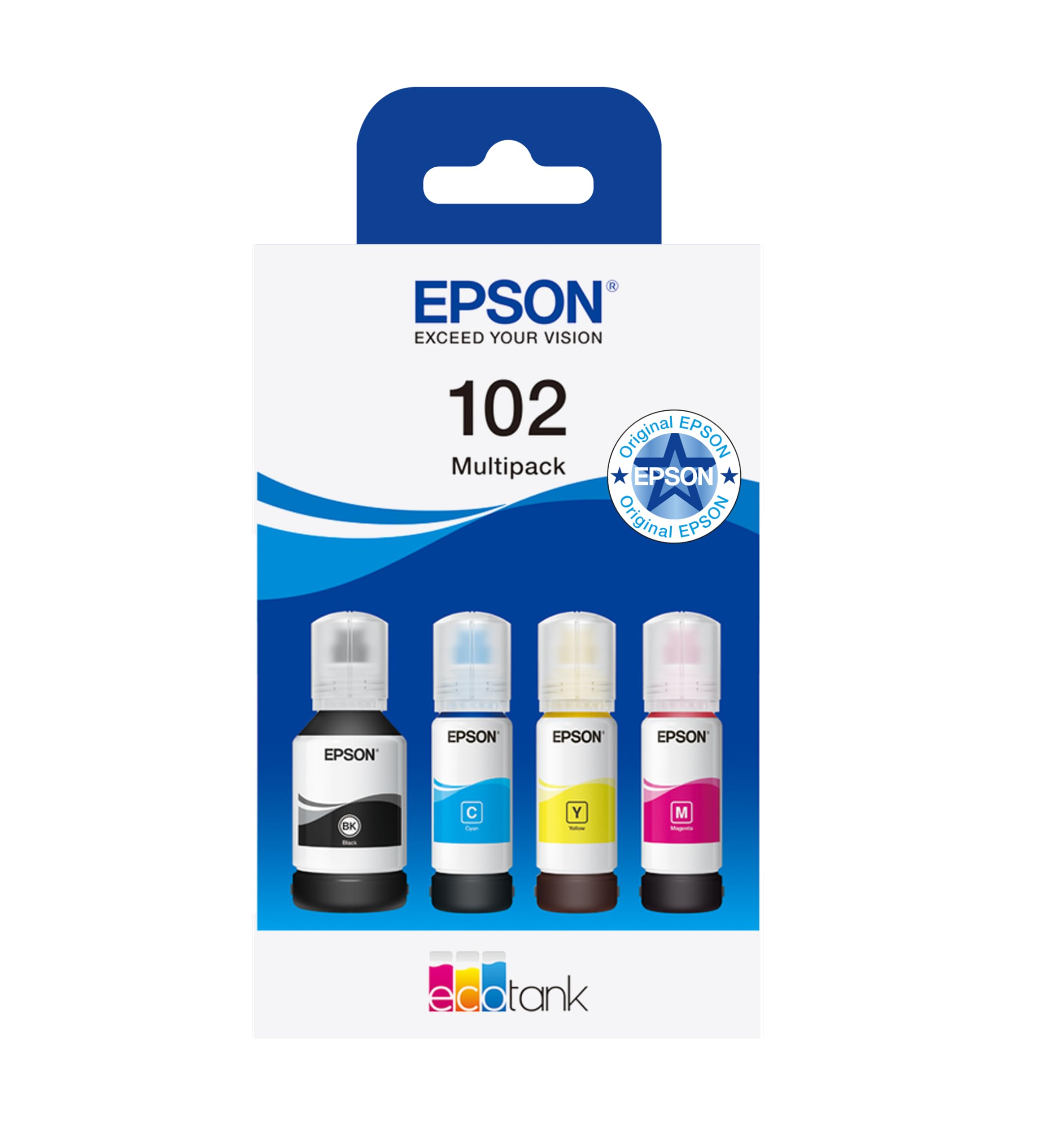 Epson EcoTank 102 Original Tinte in Flaschen, Multipack mit vier Farben