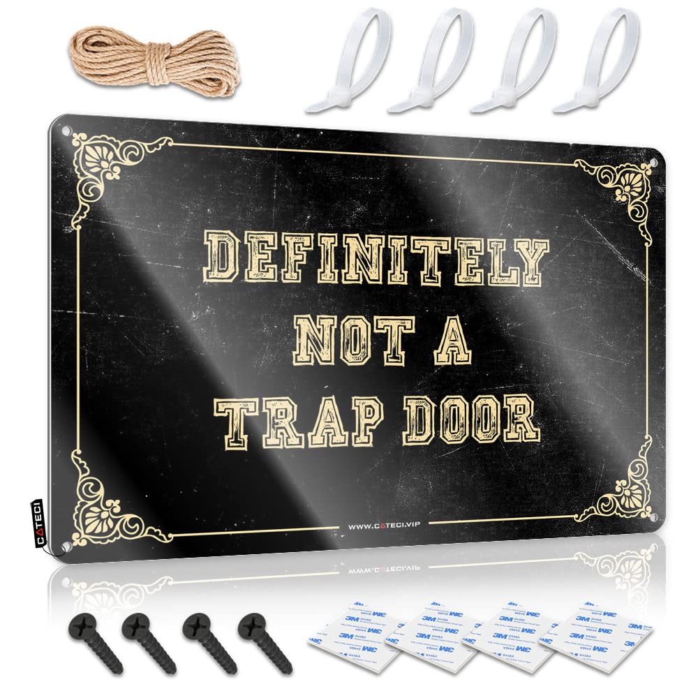 Country Decoration Rustic Wall Poster, Decore Funny Quote Design For Gate Garage | Custom Anti-rust Metal Definitely Not A Trap Door(30X40CM)