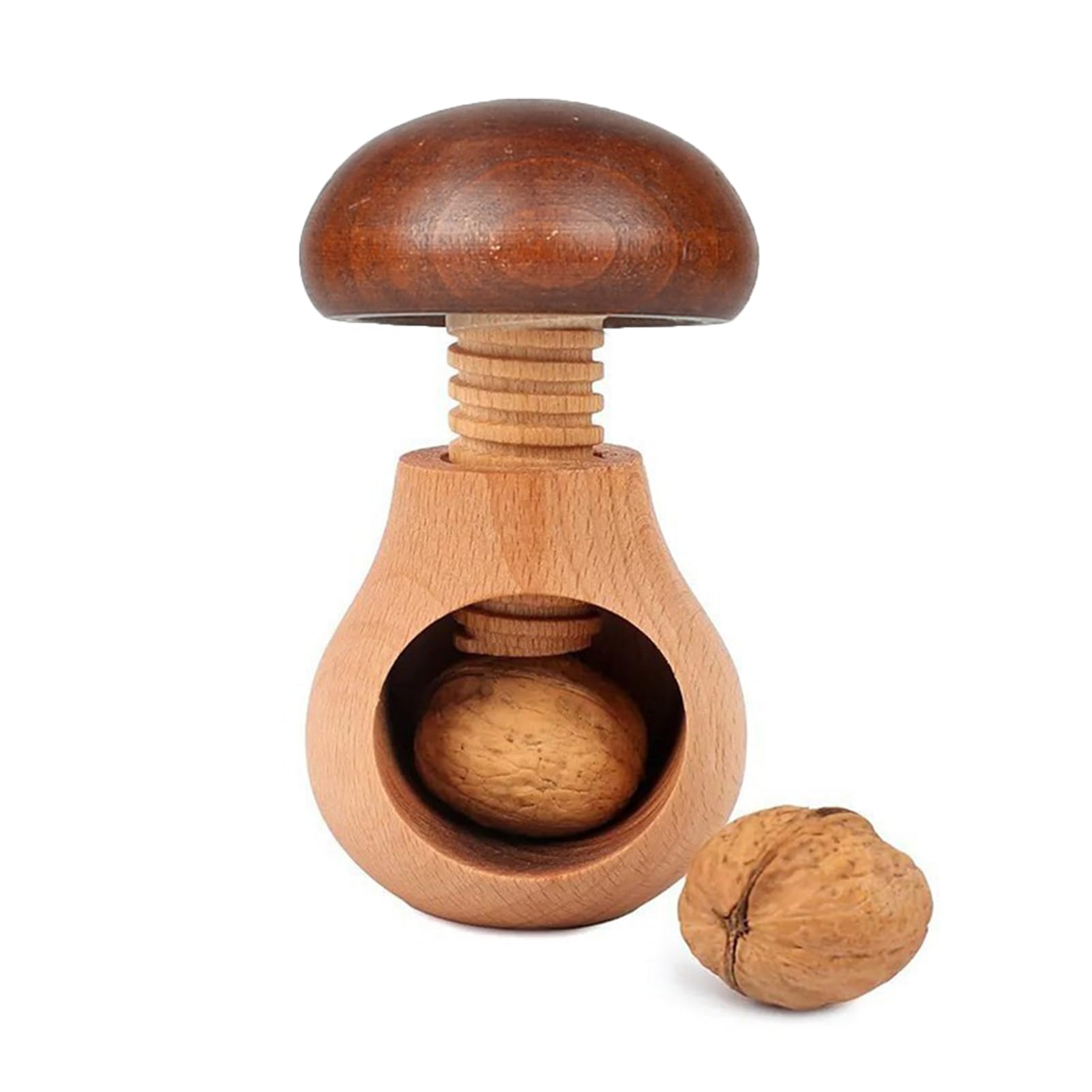 matumou Mushroom Shaped Nutcracker Creative Walnut Clip Wooden Walnut Opener Tool Easy to Use Decorative Kitchen Gadget