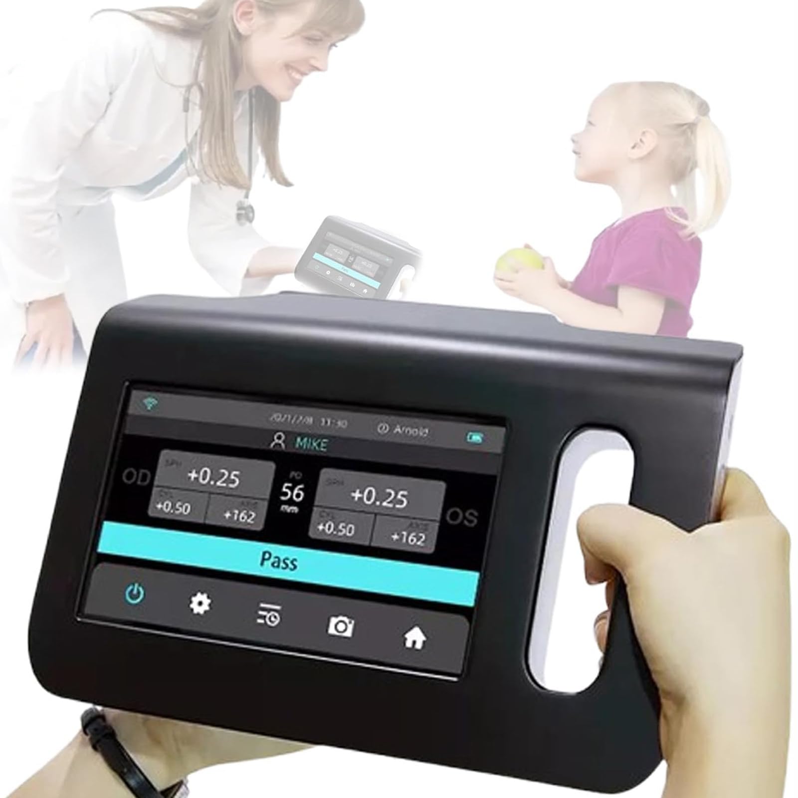 DPQYJPP 7 inch ophthalmology vision screener, eye exams machine with data storage function, 98cm measuring distance, touch screen, 0-180° axis number, for optic ophthalmic equipment