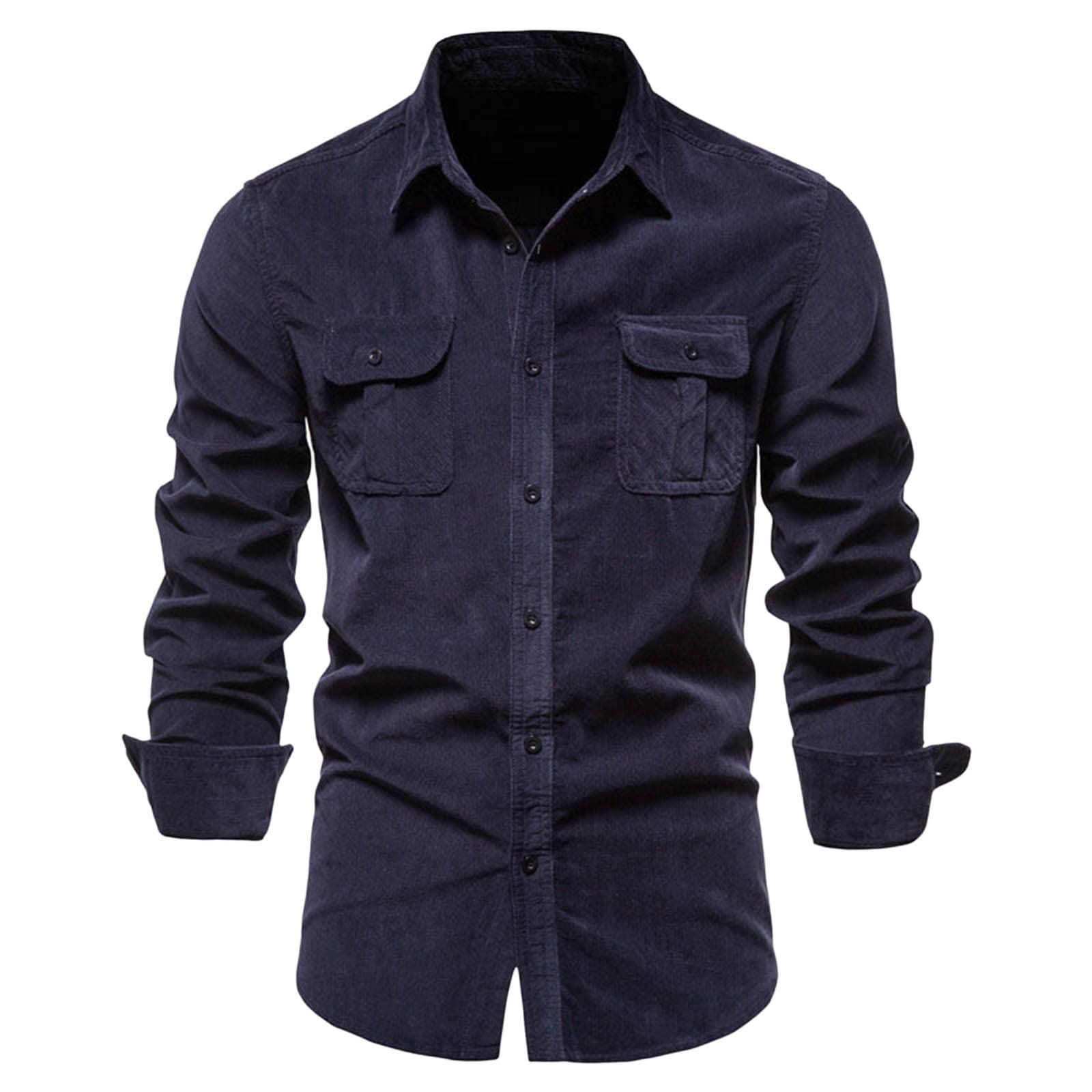 Men's Denim Shirt - Long Sleeve Slim Fit, Button Down Closure, Striped Detail, Versatile for Business & Casual Occasions