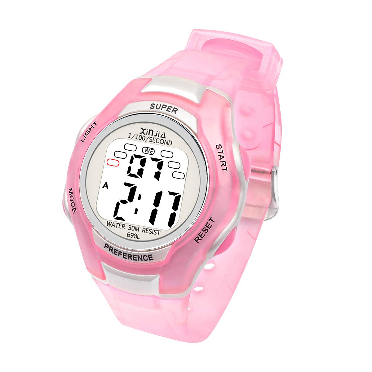 Digital Watches for Kids, 7 Colors LED Light Boys Girls Watch Waterproof Sports Watches Digital Watch (Pink-1)