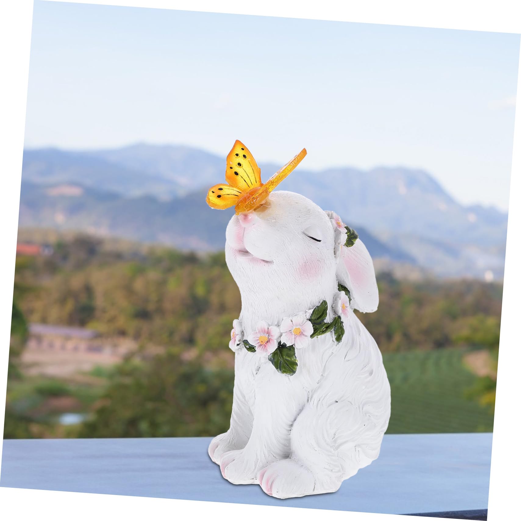 Toyvian Statue De Lapin Résine Figurine De Jardin Décoration Animaux Ornement De Lapin Petite Statue