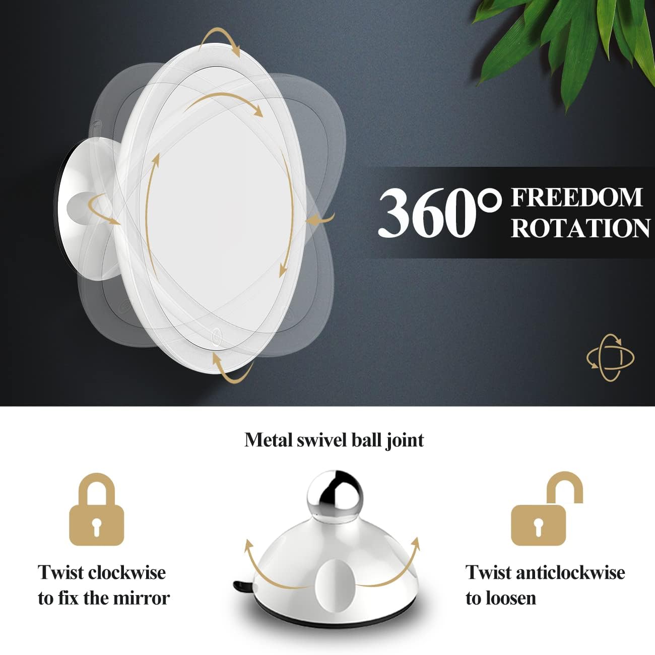 TOUCHBeauty 123456789 Miroir Cosmétique LED Rechargeable Par USB Pour Montage Mural Dans La Salle De Bain, Grossissement X7, Avec Ventouse Puissante