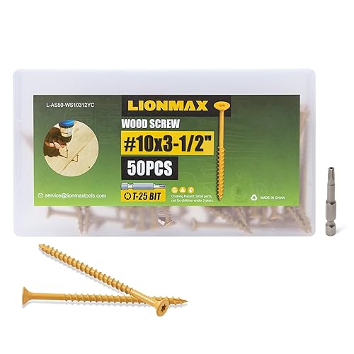 Miniatura 76 de LIONMAX Tornillos de cubierta de 3 pulgadas, tornillos para madera #10 x 3, 50 unidades, resistentes a la corrosión, revestimiento de epoxi