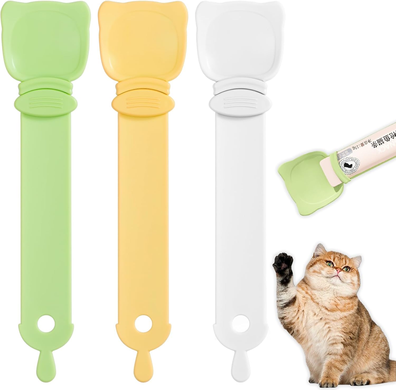 qibowcz 3pcs Cat Strip Feeder, Happy Spoon for Cats, Cat