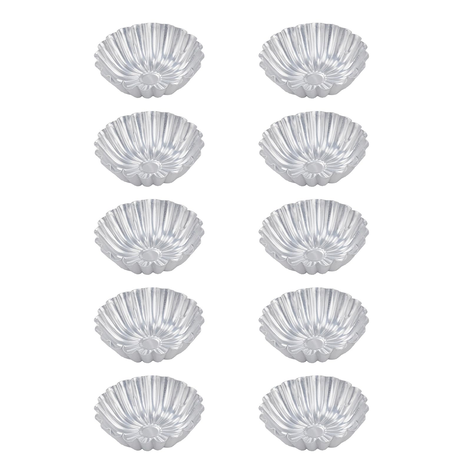 MALSSE 10 Piece Aluminum Baking Molds with Decorative Waves Edges Cake Pan Ensaymada Molder for Homemades Tarts and Puddings Aluminum Baking Cups
