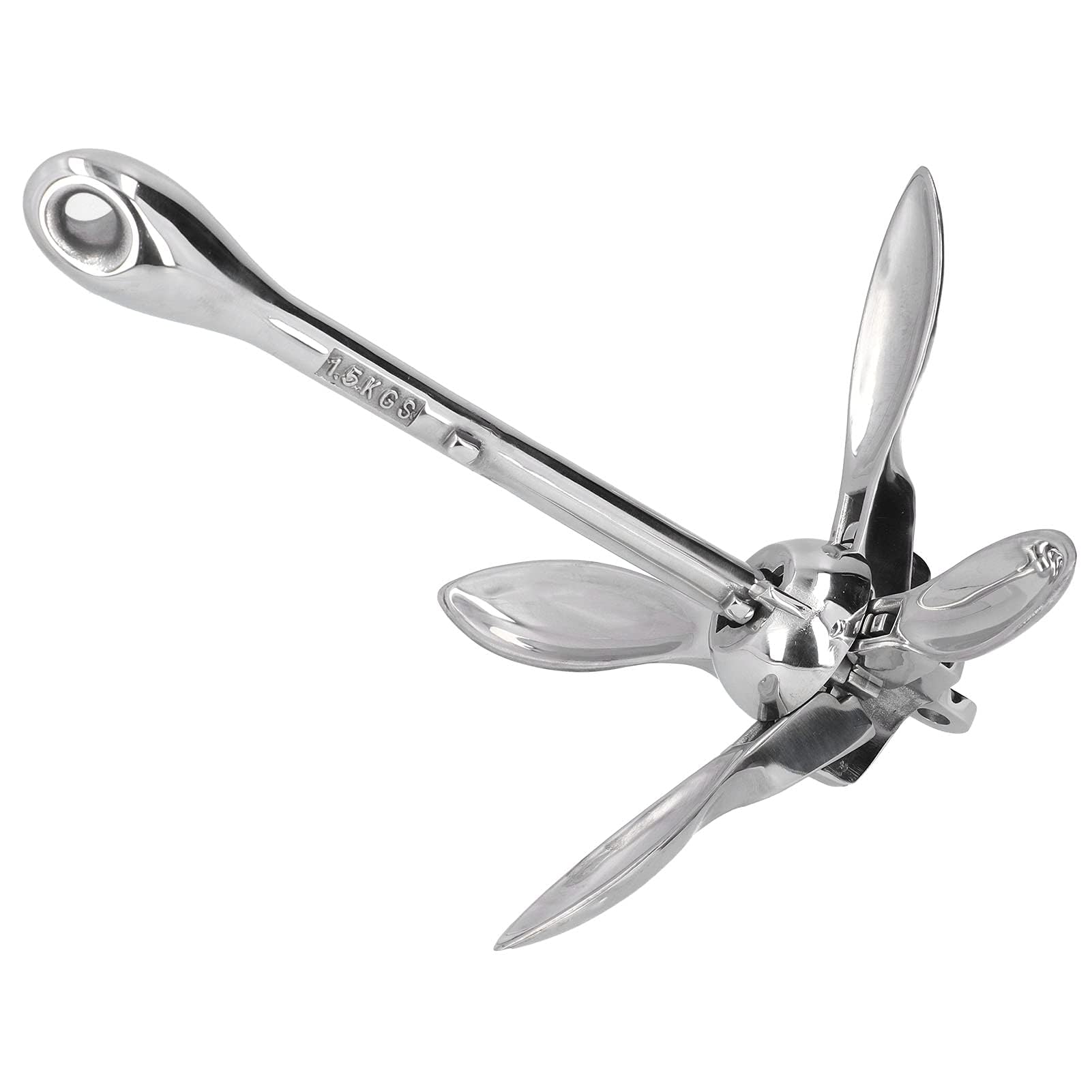 Bootsanker, 1,5 kg, faltbarer Grapnelanker aus 316 Edelstahl, Anker Hardware für Boote, Yacht, Schlauchboot zum Klappen von Grapnel Anker