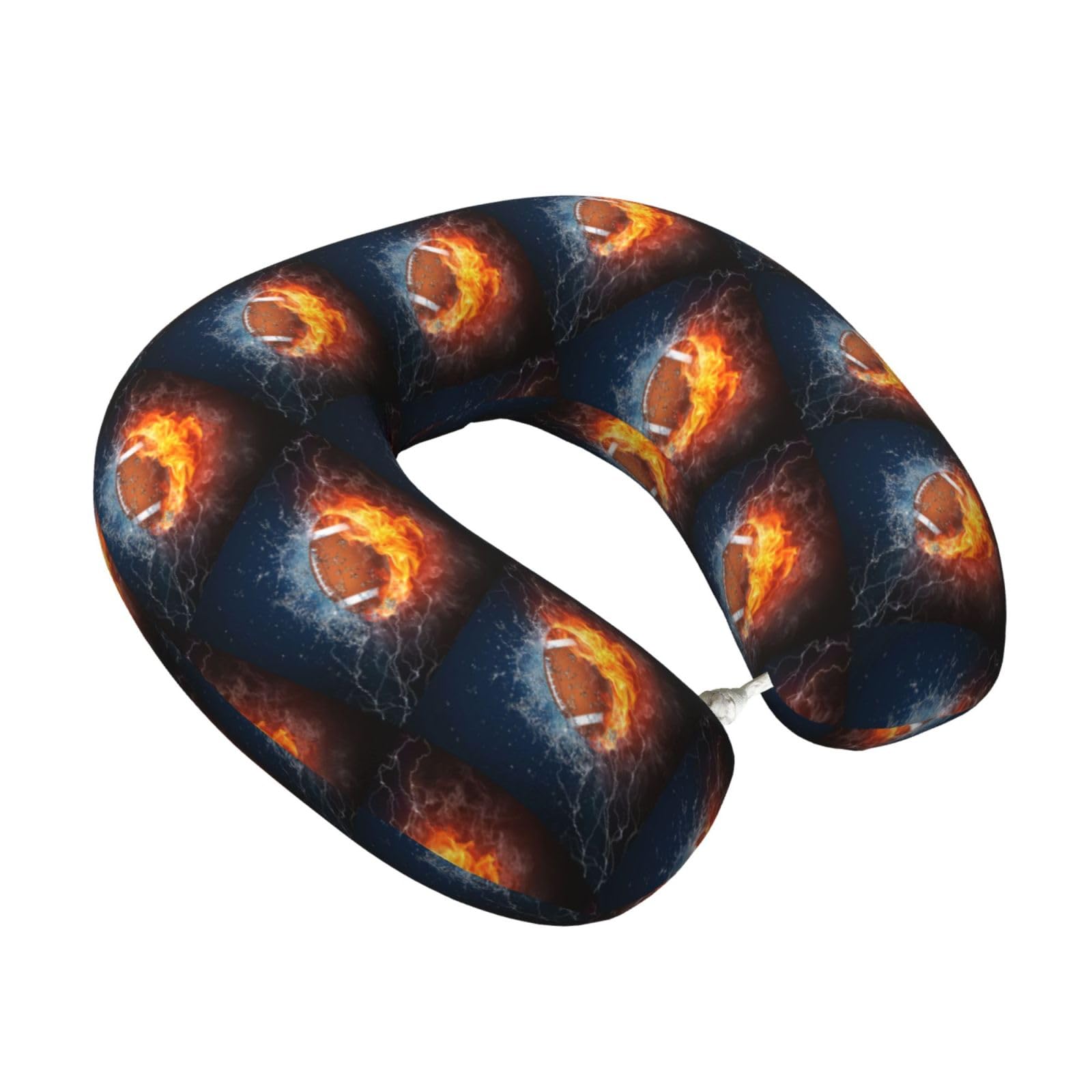 LKYMOH Fire Football, Travel Neck Pillow U-Shaped Memory Neck Support Soft Comfortable With Washable Cover For Airplane Car Traveling and Office
