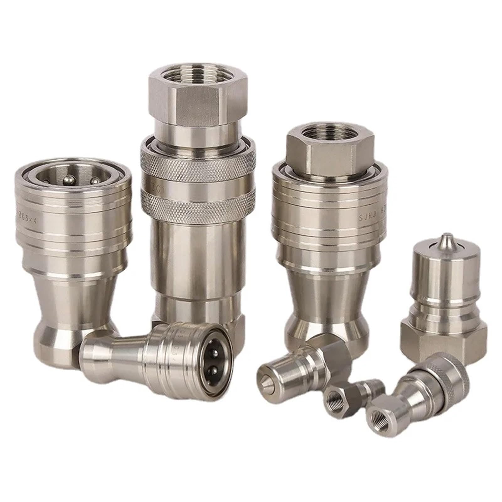 1/8 "1/4" 3/8 "1/2" 3/4 "BSPT NPT hembra 304 acero inoxidable KZF conector rápido hidráulico de autobloqueo de alta presión(Color:M12x1.5mm F-F SS304)