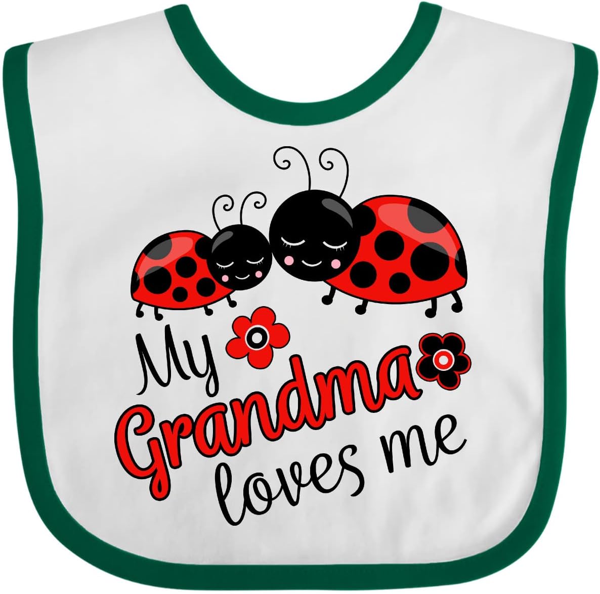inktastic My Grandma Loves Me with Cute Ladybugs Baby Bib