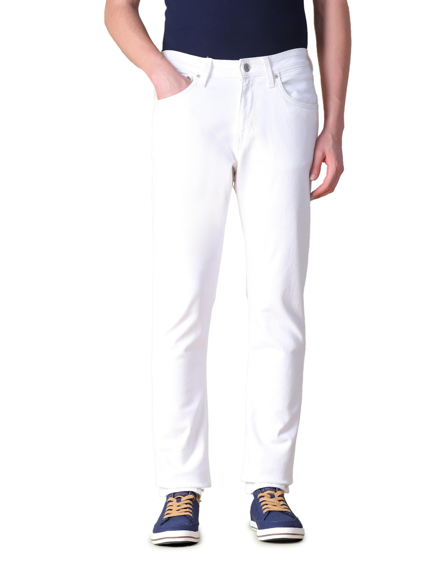 u.s. polo assn. denim co. Men's Brandon Slim Tapered Fit White Jeans-picture-36