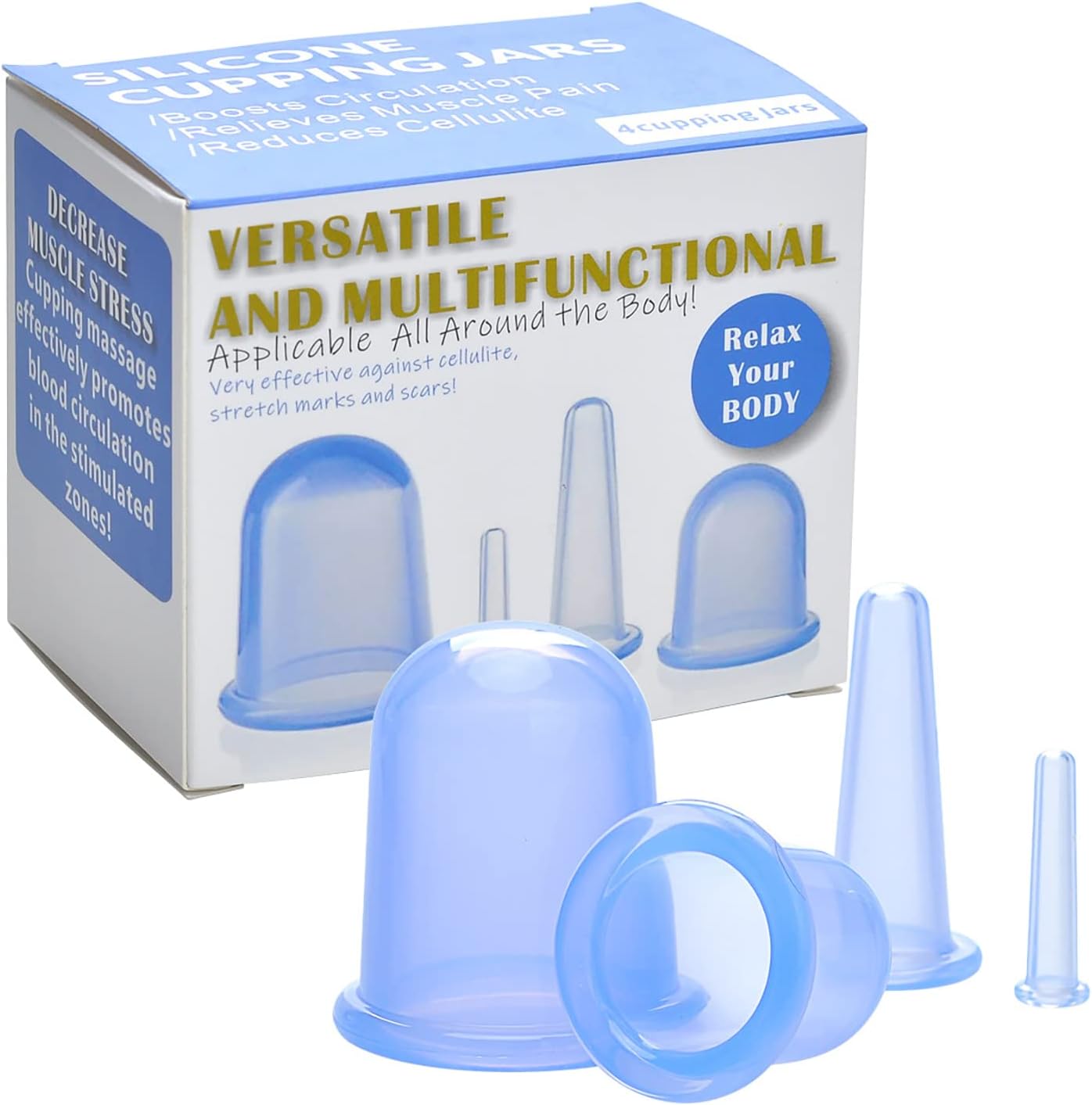 lychee Anti Cellulite Cupping Therapy Set for Family 4Pcs Silicone Vacuum Massage