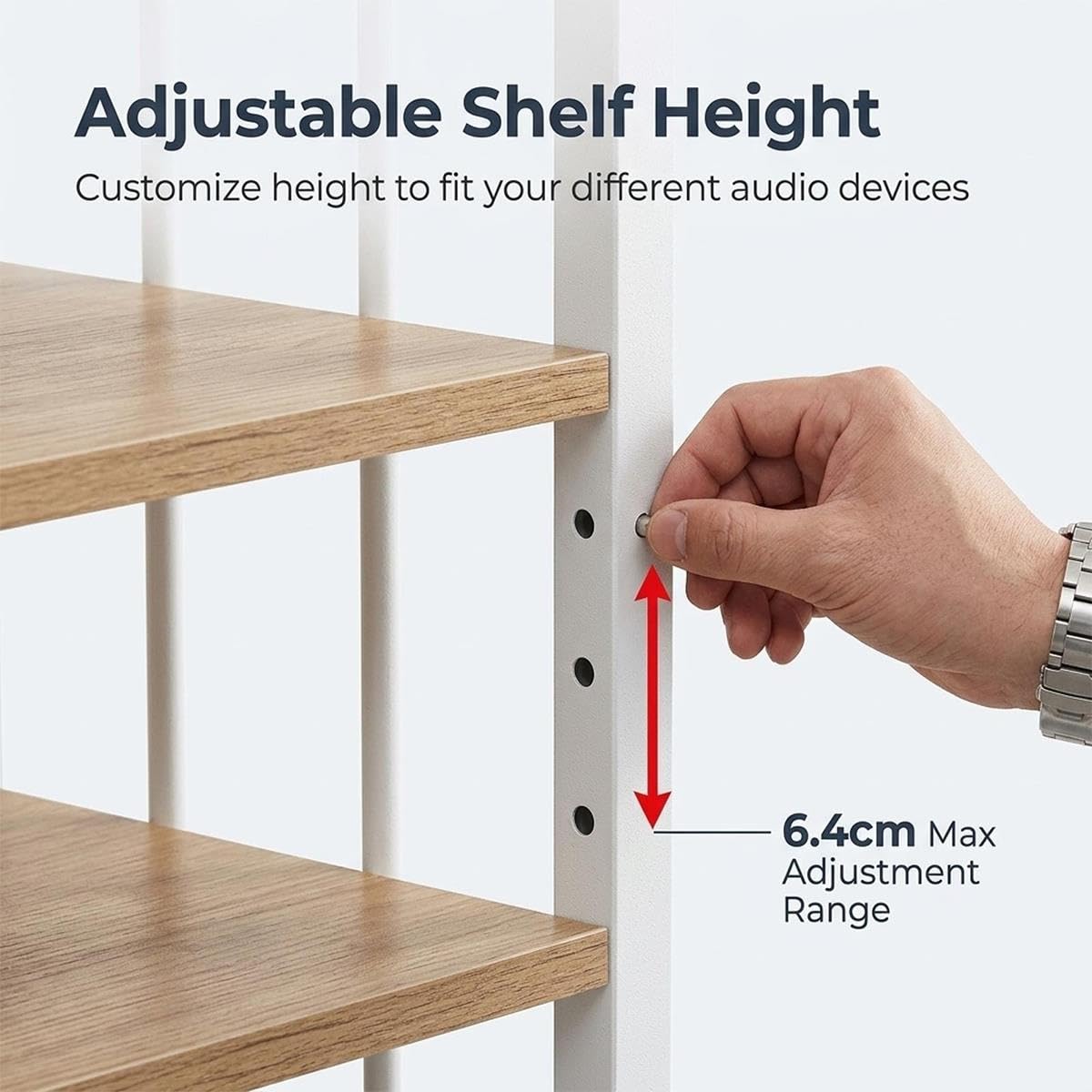 Rack estéreo Modular con estantes Regulables para Equipos Audio