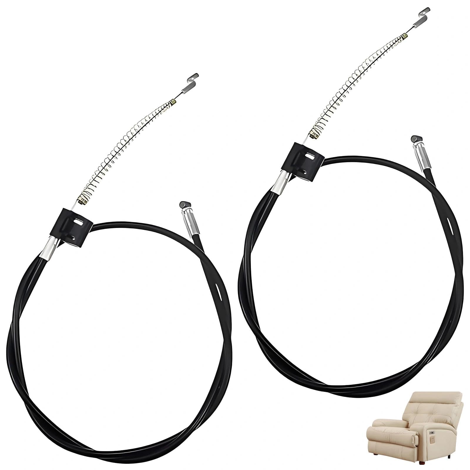 JIESHEPR 2 Pcs Recliner Chair Cable Replacement with Metal Pull Handle, Durable Sofa Release Lever Kit Compatible with Massage Chairs, Electric Recliners, Couch Release Lever, Steel Wire 95cm