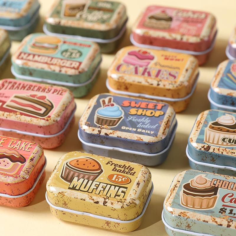 CCUUHJ Set van 8 vintage mini-metalen dozen voor sieraden, dessertopbergdozen, decoratieve dozen met scharnierdeksels, draagbare dozen, kleine opbergdoos, 6 x 4 x 2,5 cm