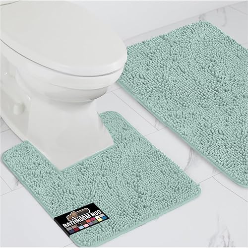 Vista 12 de GORILLA GRIP - Juegos de alfombras de baño, juego de 2 alfombras de área de felpilla suave, alfombra base de inodoro y alfombra de 30 x 20, Gris